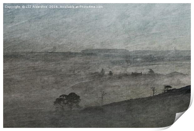 Morning Mist in The Shire Print by LIZ Alderdice