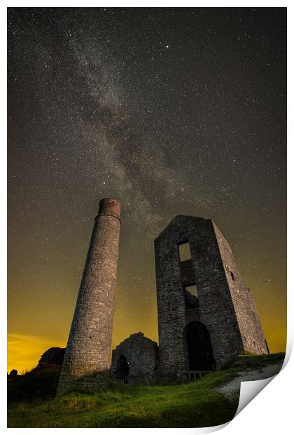 Milky Way Over Old Mine Buildings.No2 Print by Natures' Canvas: Wall Art  & Prints by Andy Astbury