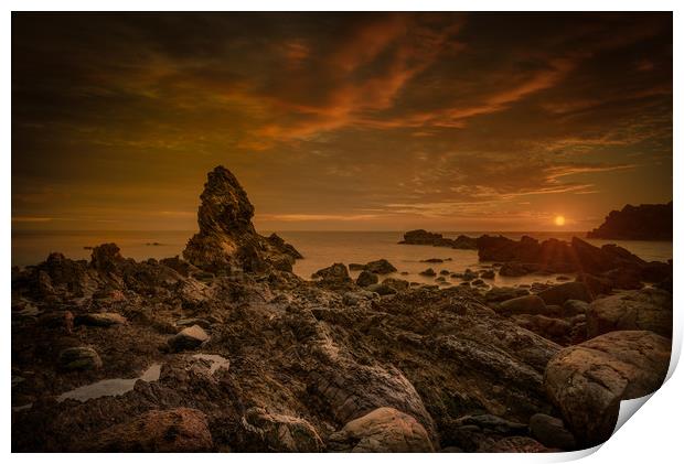 Porth Saint Beach at Sunset. Print by Natures' Canvas: Wall Art  & Prints by Andy Astbury