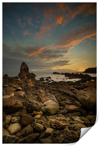 Porth Saint Beach at Dusk. Print by Natures' Canvas: Wall Art  & Prints by Andy Astbury