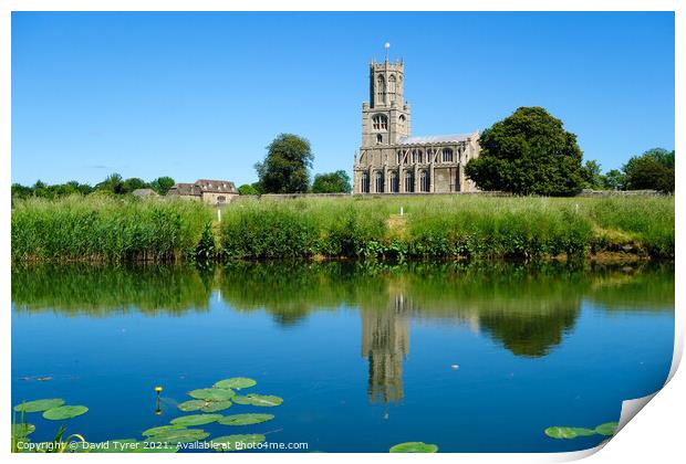 Reflective Harmony: Fotheringhay's Historical Land Print by David Tyrer
