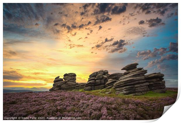 Wheel Stones: A Derbyshire Sunset Panorama Print by David Tyrer