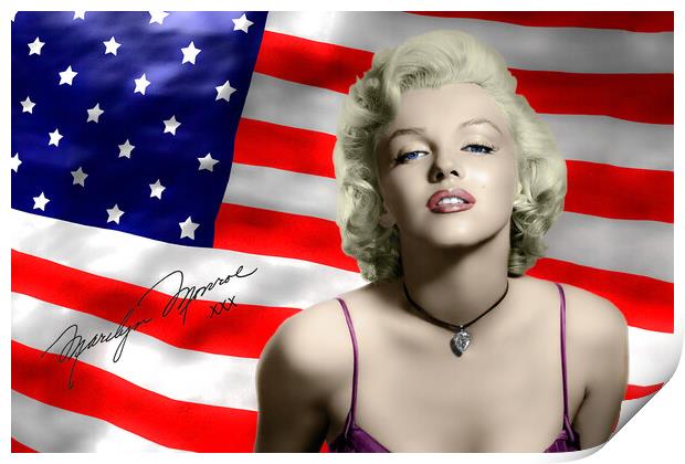 American Icon: Vivid Monroe Monochrome Print by David Tyrer