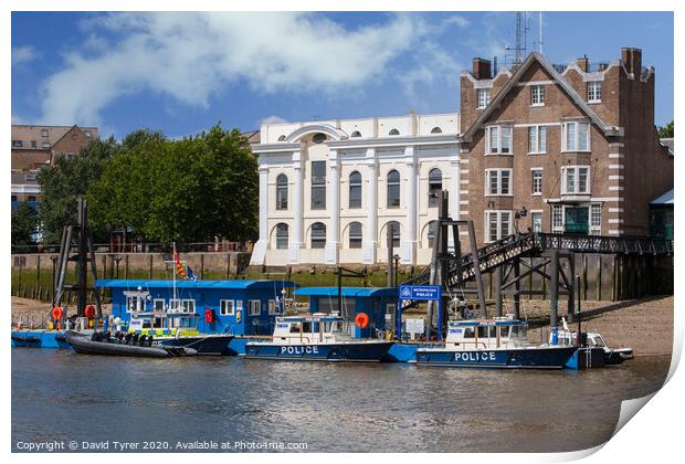 Thames River Police - Wapping, London Print by David Tyrer