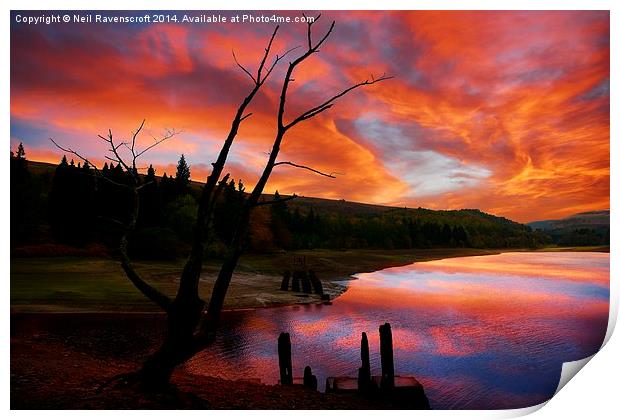   Bamford and Howden railway sunset Print by Neil Ravenscroft