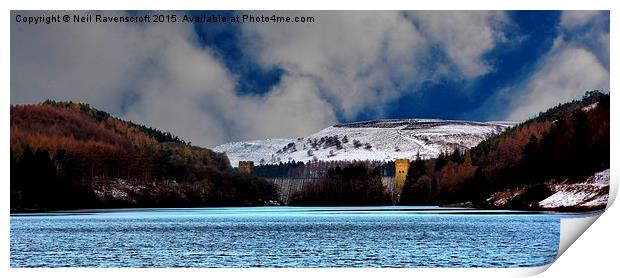  Howden dam snow day Print by Neil Ravenscroft