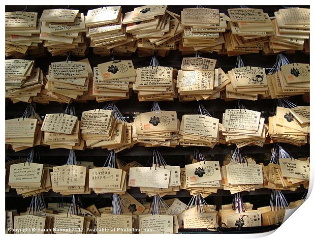 Japanese wooden prayer cards Print by Sarah Bonnot