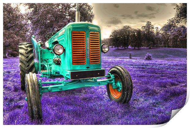 Surreal Vintage Turquoise Tractor Print by Gavin Wilson