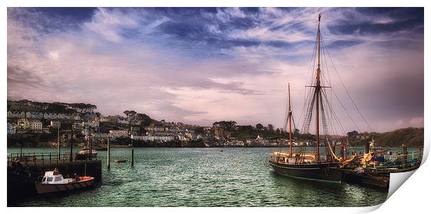 Polruan at Dusk Print by David Yeaman