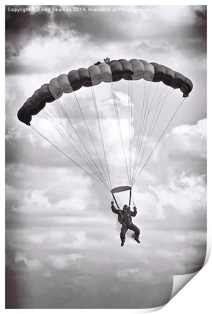  Solitary RAF Falcons Parachutist Print by David Yeaman