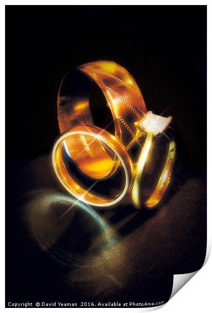 Gold Engagement and Wedding Rings Print by David Yeaman