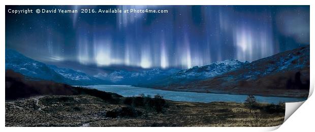 Aurora Borealis in the Scottish Highlands Print by David Yeaman
