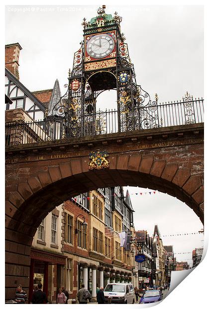Eastgate and Eastgate clock Chester, Cheshire, U.K Print by Pauline Tims