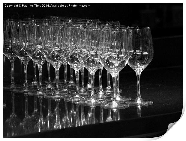 Wine Glasses Print by Pauline Tims