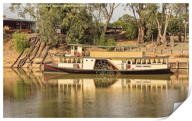  Pride of the Murray paddle steamer at Echuca Print by Pauline Tims