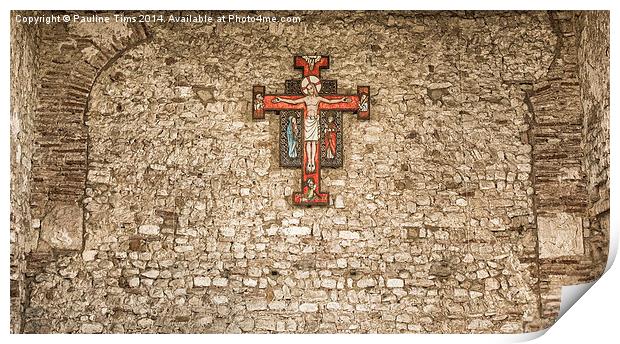 Saint Peter on the wall Chapel Bradwell on Sea Print by Pauline Tims