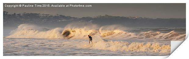  Surfing at Merimbula New South Wales Print by Pauline Tims