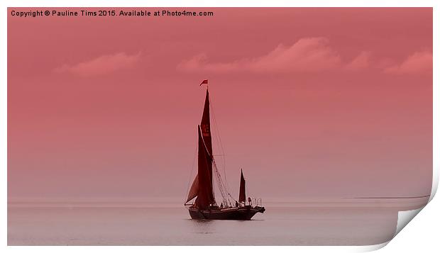 Red Sails at Sunset Print by Pauline Tims