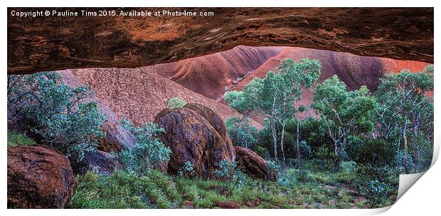  Looking out from a cave on Uluru, Australia Print by Pauline Tims
