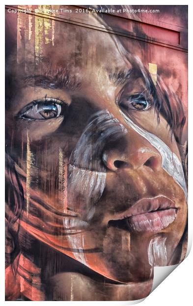 Aboriginal Child, Graffiti, Hosier Lane Print by Pauline Tims