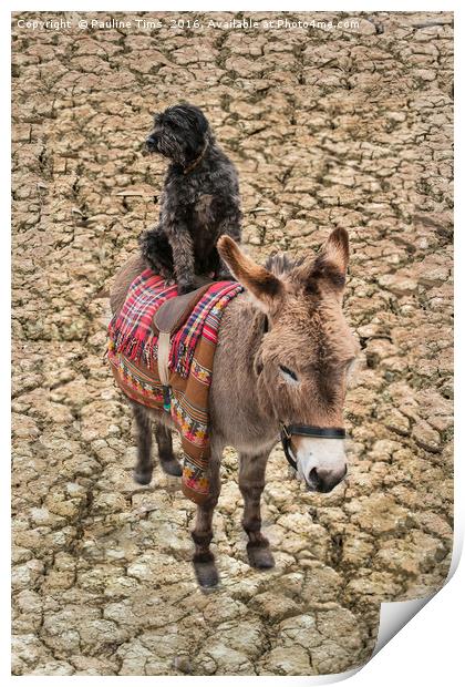 Travelling Donkey and Friend Print by Pauline Tims