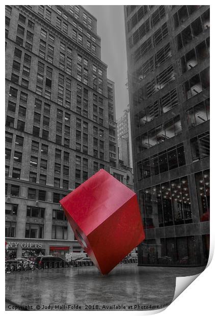Red Cube Print by Judy Hall-Folde