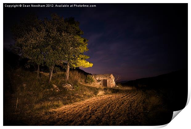 Shed in a field. Print by Sean Needham