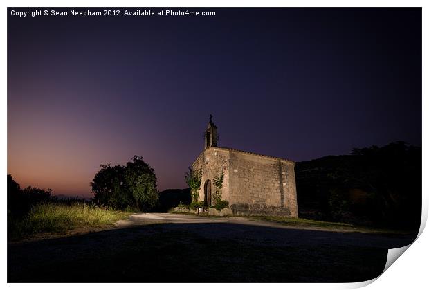 Mountain Chapel at Night (1) Print by Sean Needham