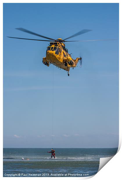 Sea King and survivor Print by P H
