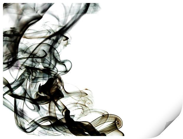Black swirly smoke Print by Andrew Ley
