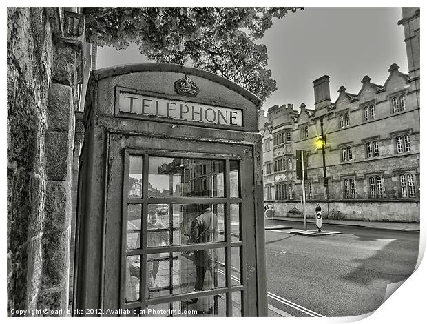 oxford phone box Print by carl blake