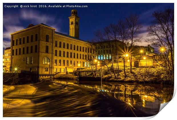 Salts Mill at Night Print by nick hirst