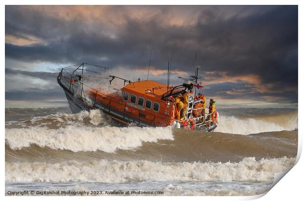 RNLI Lifeboat "Into the storm"  Print by Digitalshot Photography