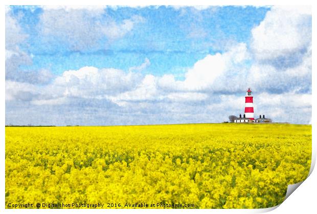 Happisburgh Lighthouse Watercolour Print by Digitalshot Photography