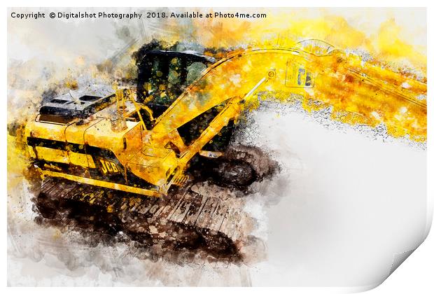 Unleashing the Power of JCB Excavator Print by Digitalshot Photography