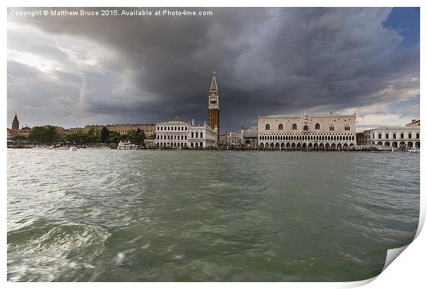   St Mark's, Venice from the lagoon Print by Matthew Bruce