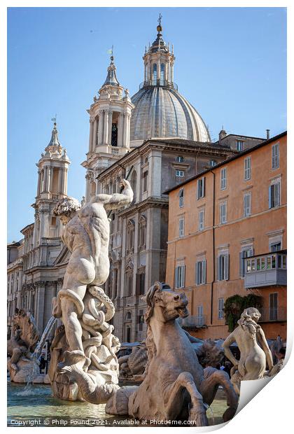 Piazza Navona Fountain in Rome, Italy Print by Philip Pound