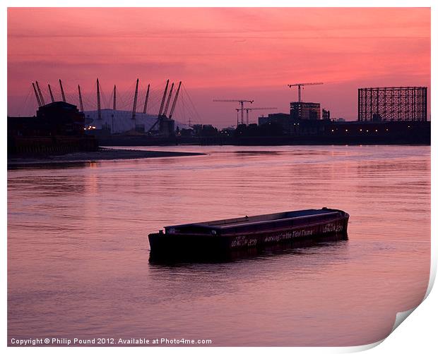O2 Arena at Sunrise Print by Philip Pound
