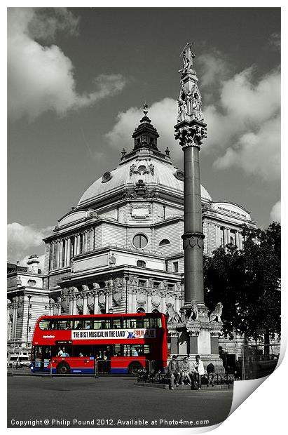 Red Bus in Westminster Print by Philip Pound