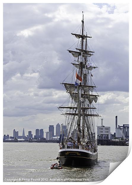 Tall Ship Morgenster on Thames Print by Philip Pound