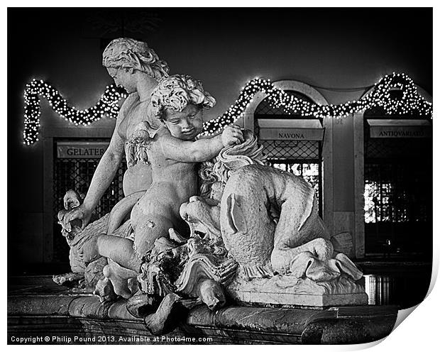 Cherub Piazza Navona Rome Fountain Print by Philip Pound