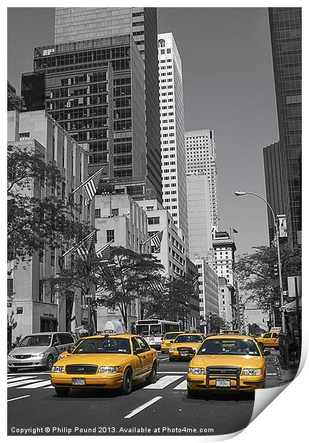 New York Yellow Cabs Print by Philip Pound