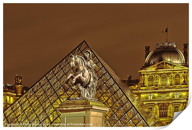 Louvre Museum Paris De Nuit Print by Philip Pound