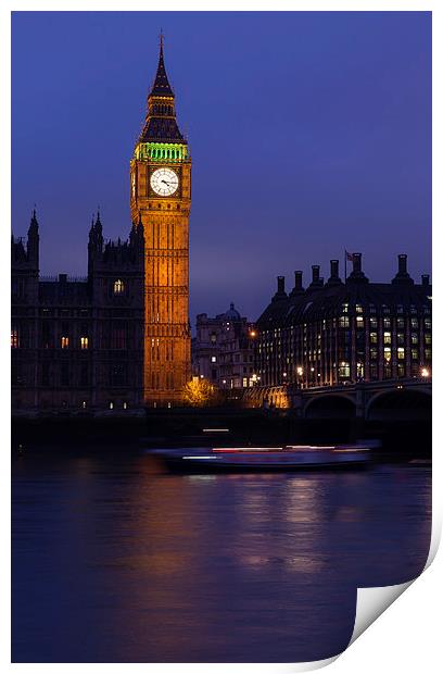 Big Ben London At Night Print by Philip Pound