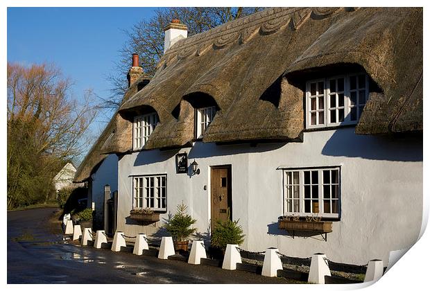 English Thatched Cottage Print by Philip Pound