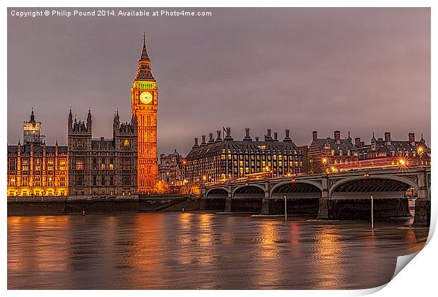 Big Ben & Westminster Bridge Print by Philip Pound
