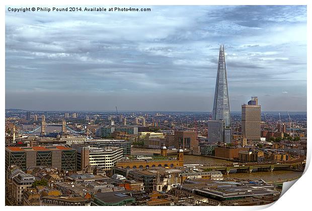  The Shard and Tower Bridge in London from the top Print by Philip Pound