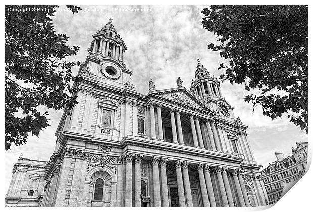  Front facade of St Paul's Cathedral in London Print by Philip Pound