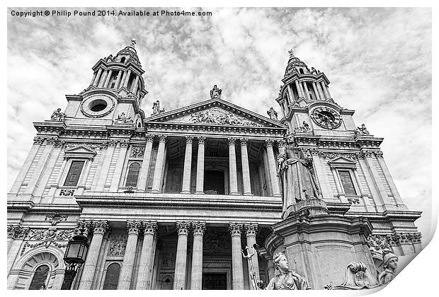  Front of St Pauls Cathedral in London Print by Philip Pound