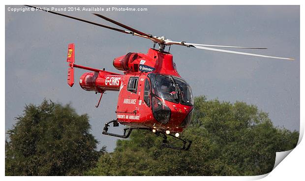  Red London Air Ambulance Helicopter Print by Philip Pound